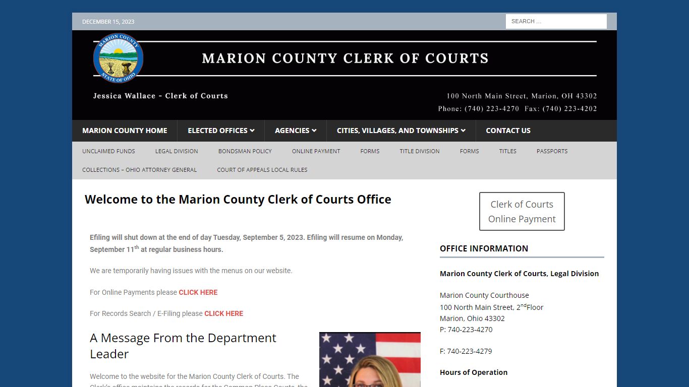 Jessica Wallace – Clerk of Courts - Marion County, Ohio